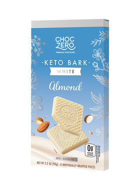 CHOCZERO零巧白巧克力巴旦木方块0添加蔗糖纯可可脂零食90g