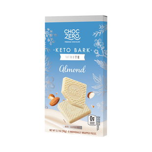 CHOCZERO零巧白巧克力巴旦木方块0添加蔗糖纯可可脂美国进口 90g