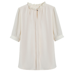 长袖衬衫女高端雪纺上衣轻奢高级感职业装减龄洋气中袖七分袖衬衣