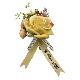 结婚胸花中式婚礼新郎新娘伴郎伴娘一套父母长辈襟花全套仿真红绒