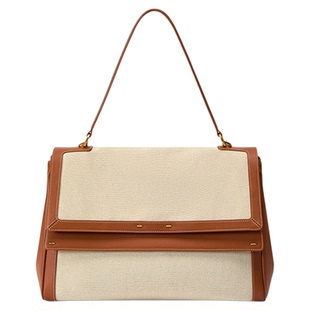 nico妮妮同款Fabrique纳帕牛皮帆布大容量翻盖百搭公文包女新品