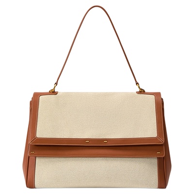 nico妮妮同款Fabrique纳帕牛皮帆布大容量翻盖百搭公文包女新品