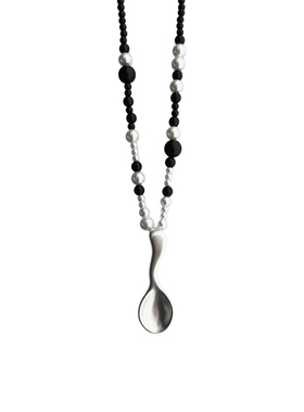 小众设计复古黑玛瑙勺子项链