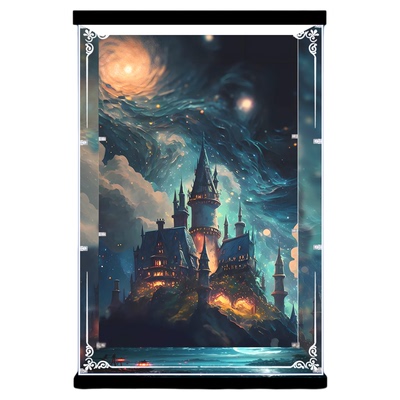 适用乐高霍格沃茨城堡主塔哈利波特76454积木模型收纳灯箱展示盒