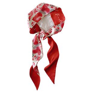 红色长条小丝巾女飘带绑发带高级感领巾百搭流行细窄装饰围巾洋气