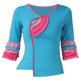 新款广场舞民族风上衣民族舞宽松中袖中老年运功练功服跳舞衣服裙