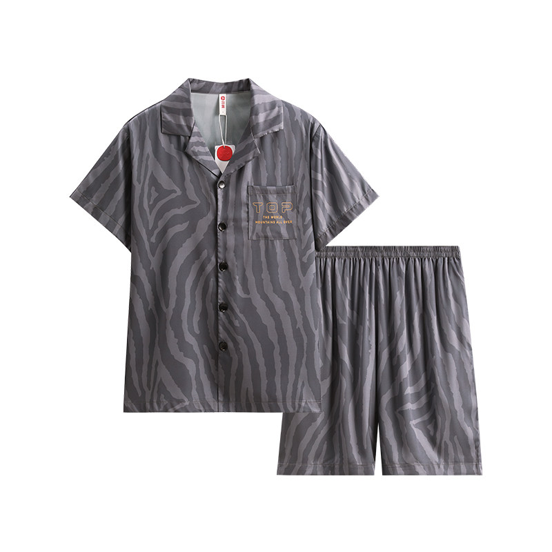 芬腾男士睡衣夏季冰丝短袖套装