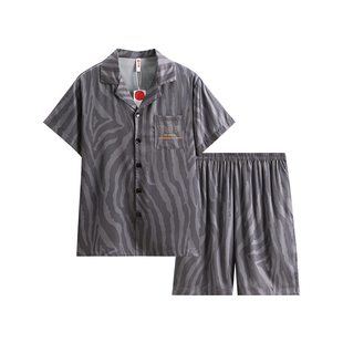 芬腾睡衣男士夏季新款冰丝短袖青年男款宽松休闲加大码家居服套装