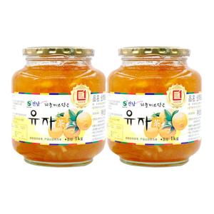 全南蜂蜜柚子茶1kg*2瓶韩国进口柚子酱泡水喝的冲饮水果茶旗舰店