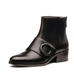 WHAT FOR 专柜正品秋冬款方根真皮时尚女短靴圆头马丁靴WFP318203