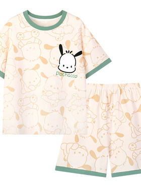 女童睡衣纯棉短袖家居服套装