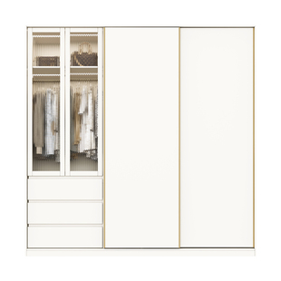 政补定制实木推拉门衣柜新款2025爆款卧室奶油风分段式小户型柜子