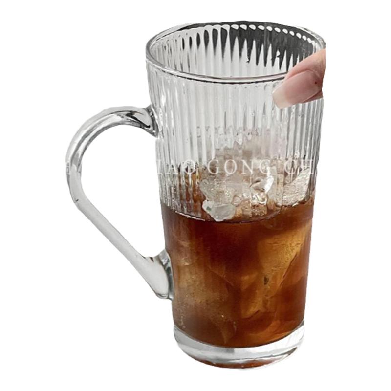 ins风简约家用夏天带把玻璃杯