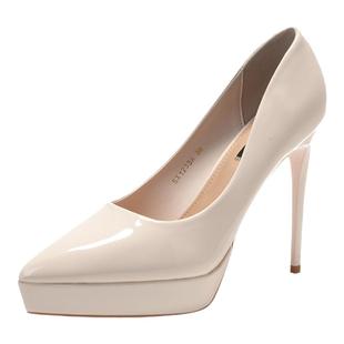 12CM裸色高跟鞋女细跟2026新款法式防水台不累脚气质名媛尖头单鞋