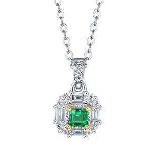 TSL谢瑞麟琳琅系列18K金钻石项链镶嵌祖母绿宝石64857