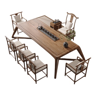 新中式实木屏风茶桌客厅家用办公室接待泡茶台现代简约罗汉床组合