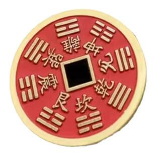 山鬼花钱吊坠黄铜真品仿古钱币项链朱砂八卦铜钱平安扣男女龙虎山