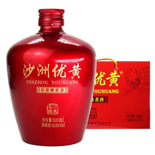 沙洲优黄小红坛低聚糖黄酒500ml*6瓶整箱黄酒六年陈沙优6年坛装酒
