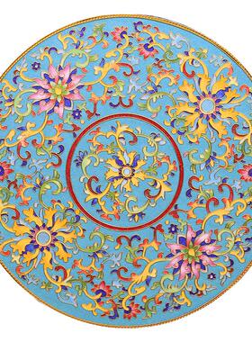 珐琅彩掐丝景泰蓝玄关牡丹坐盘