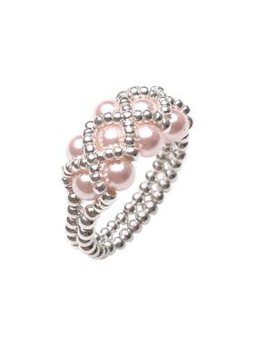 珍珠戒指纯银小众设计戒指女轻奢高级感素圈手工编织原创戒指新款