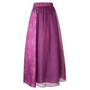 宫小妍紫流仙裙曼加塔松紧腰