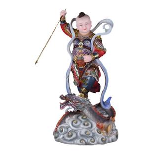 哪吒三太子护法善神站龙神像乾坤圈火尖枪童子三坛手工装饰摆件