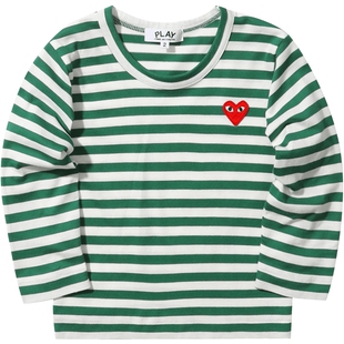 IT CDG PLAY COMME des GARÇONS川久保玲童装条纹长袖T恤爱心缝