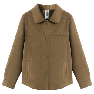 妈妈春装双面呢短外套女2026新款中老年人春秋洋气毛呢上衣显瘦款