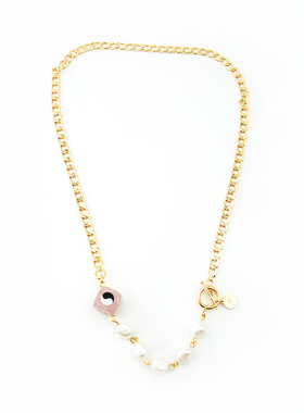 不对称骰子珍珠链条珍珠项链