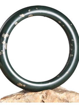 和田玉青玉含黄铁矿手镯58圈口