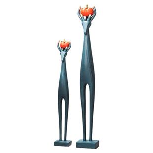 旺宅鹿进门玄关装饰摆件高档简约竖长条客厅电视柜工艺品乔迁礼物