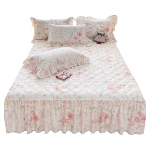 全棉床裙单件春2026新款四季通用下摆裙边公主风床罩纯棉夹棉床盖