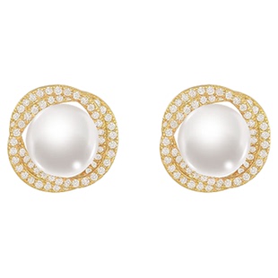 螺旋珍珠耳钉女小众高级感耳环2025新款爆款纯轻奢耳夹无耳洞耳饰