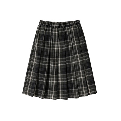 秋冬季松紧腰加厚复古格纹半身裙