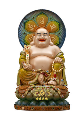 家用铜彩绘娑婆三圣佛像摆件