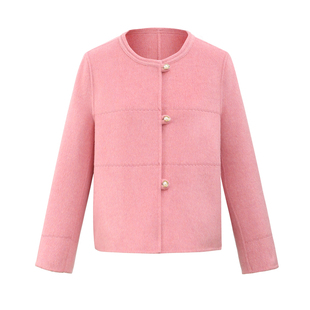 秋冬新品妈妈款毛呢外套女中老年女装短款双面羊绒大衣小个子韩版