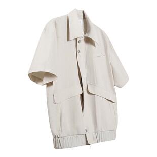 Without Me/OCEANBACCA泡泡纱宽门襟活页多口袋拉链衬衫宽松男女