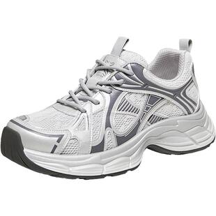 百思图2026夏季新款网面透气厚底老爹鞋增高休闲运动女鞋D6209BM6