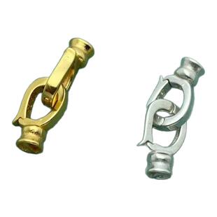 s925纯银珍珠扣子配件双头可开口扣手工diy串珠项链连接扣尾扣