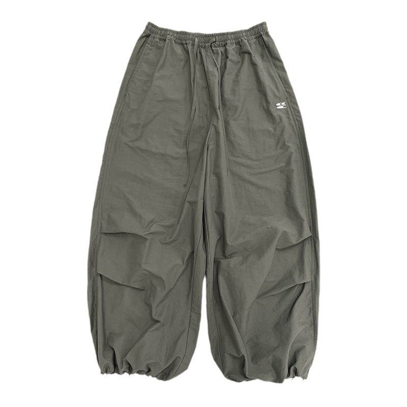 CryingCenter 灰绿美式风衣阔腿运动裤橡筋腰肥仔空气裤 哭喊中心