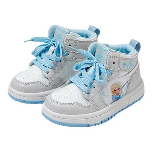迪士尼童鞋冰雪奇缘艾莎公主儿童运动休闲高帮板鞋女童中大童鞋子