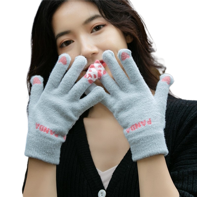 可爱防寒秋冬季针织韩版包指手套