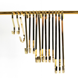 服装店挂钩s钩金色S型上墙衣架单个衣钩简约正侧挂加长扁圆长勾子