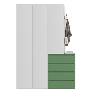 可比熊新款实木衣柜家用卧室一体收纳柜简约现代挂衣柜防尘小衣橱