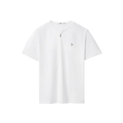 海澜之家Y领绣花凉感T恤男