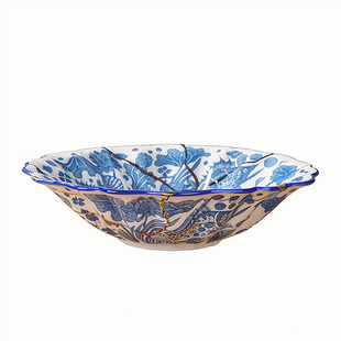 新中式酒店会所高端意境餐具大董同款青花瓷汤盘特色海鲜冷菜盘