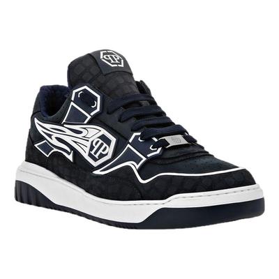 PhilippPlein/菲利普普兰男士运动休闲鞋混合皮革鳄鱼纹贴布新款