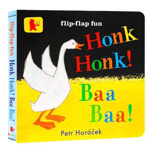 英文原版绘本 Honk, Honk! Baa, Baa! 异形纸板书 名家Petr Horacek作品 特色翻翻页 色彩动物认知 英语启蒙图画书