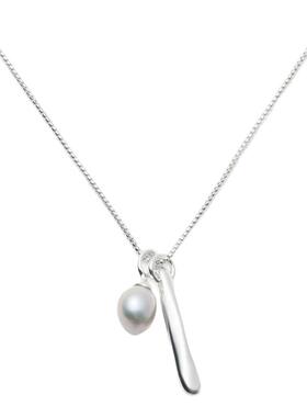 灰珍珠肌理吊坠项链女百搭毛衣链