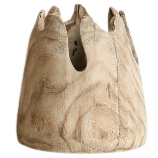 木制山形花插泡桐木手工打磨做旧民宿客厅餐桌木质侘寂风花瓶摆件